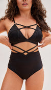 Willow Cross Over High Waist Bottom Black