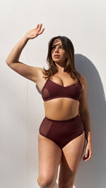 Gigi Top - Mesh Pannelled Top Recycled Cacao