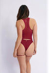 Anna Basque Suspender Set in Wine