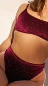 High Cut Basic Shorts Velvet Sparkle Burgundy