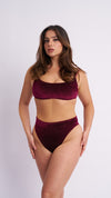 High Cut Basic Shorts Velvet Sparkle Burgundy