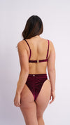 High Cut Basic Shorts Velvet Sparkle Burgundy