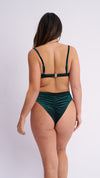May Scrunch Back Velvet Sparkle Top Green