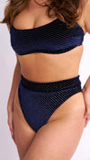 High Cut Basic Shorts Velvet Sparkle Navy