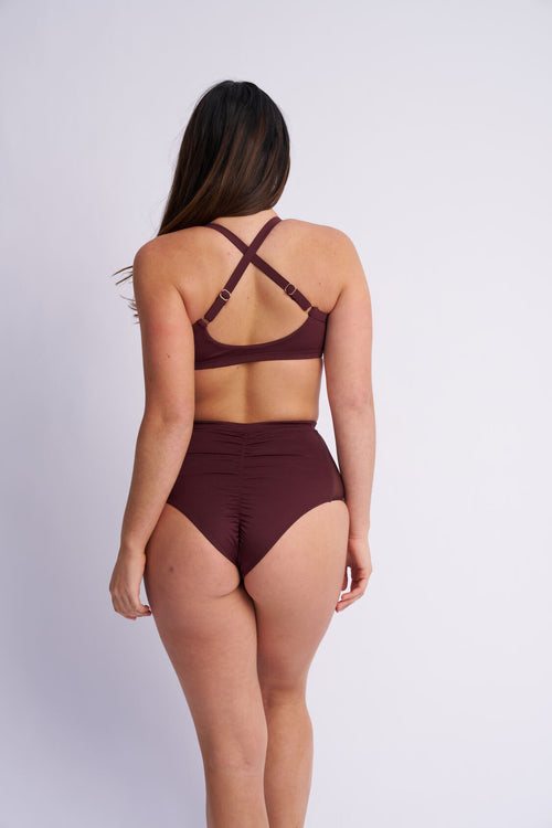 Gigi Top - Mesh Pannelled Top Recycled Cacao