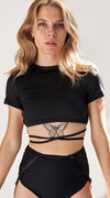 Millie Backless Tie Short Sleeve Top Recycled Black