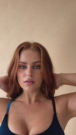 May Scrunch Back Velvet Top Sapphire