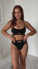 Pipa Cut Out High Waist Bottoms Black