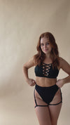 High Cut Garter Shorts Black