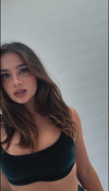 May Scrunch Back Velvet Top Emerald Green