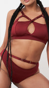 Hannah Top - Adjustable Strappy Cut Out Top Recycled Burgundy