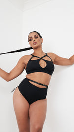 Hannah Top - Adjustable Strappy Cut Out Top Recycled Black
