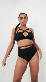 Hannah Top - Adjustable Strappy Cut Out Top Recycled Black