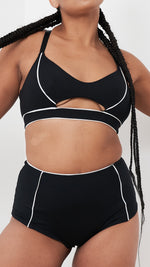 Missy Top - Piping Detail Cut Out Top Recycled Black
