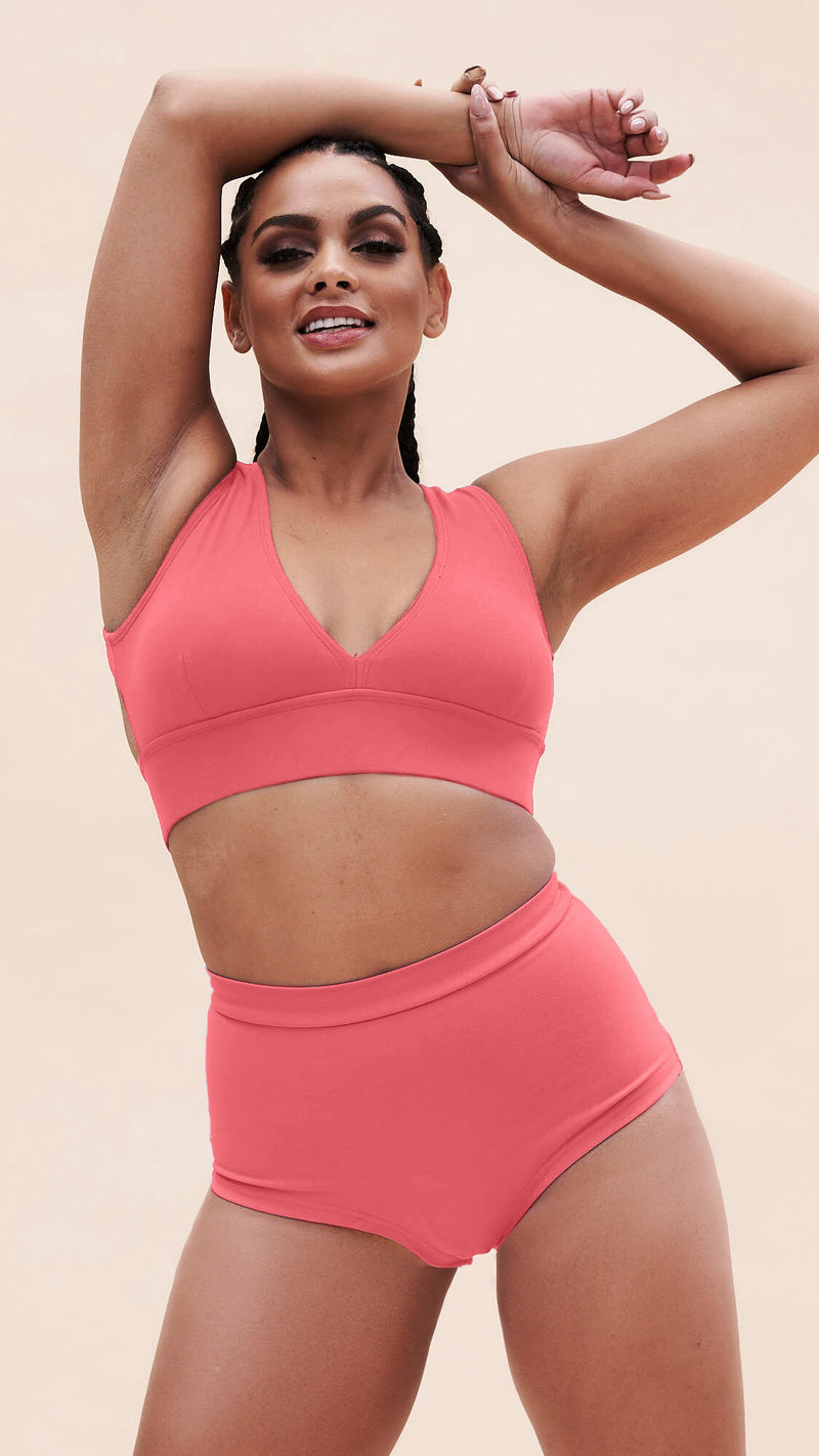 Courtney Top - V Neck Cut Out Top Recycled Watermelon